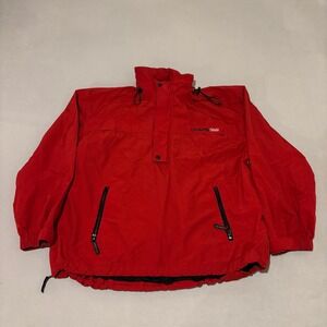 Chaps Ralph Lauren Mens XL Red Vintage Windbreaker Jacket Packable Hood Gorpcore